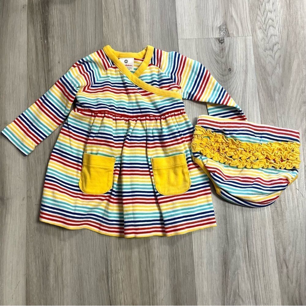 Hanna Andersson Dress Baby 3-6 Months Multicolor Striped‎ Diaper Cover Bloomers